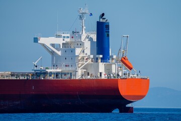 shipping tanker transporting oil and fuel across the ocean