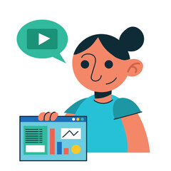 woman with website template