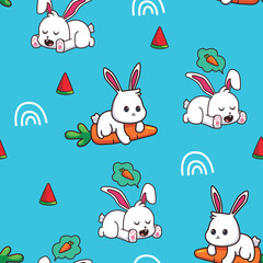 seamless pattern rabbit cartoon illustration