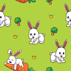 seamless pattern rabbit cartoon illustration