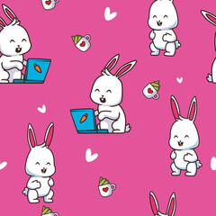 seamless pattern rabbit cartoon illustration