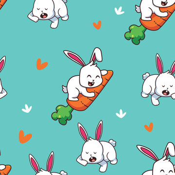 seamless pattern rabbit cartoon illustration