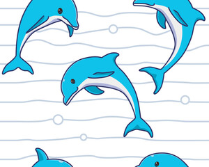 seamless pattern dolphin illustration background