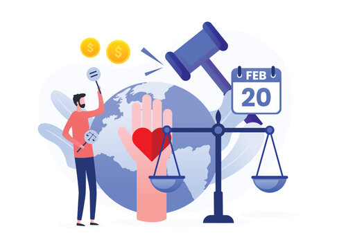 World Day Of Social Justice Vector Illustration