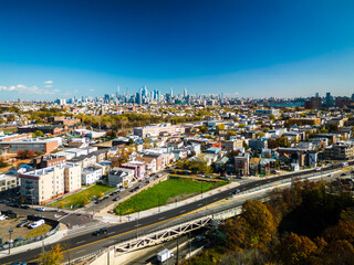 Fototapeta premium Aerial Drone of Jersey City