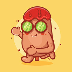 cute corn dog food character mascot running isolated cartoon in flat style design