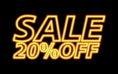 3D ILLUSTRATION, SALES NEON GOLD