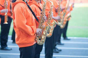 School marching band sport day parade