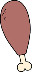 Cute Grilled chicken wing thighs hand drawn outline icon