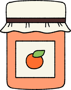 recommend clip art: Cute Orange jam jar hand-drawn outline icon