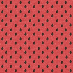 Watermelon texture seamless pattern. Hand drawn png illustration of watermelon fruit seeds on red background. Juicy summer pattern.