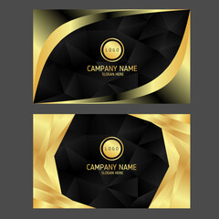 Luxury business card design template on black and gold background