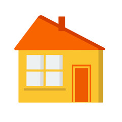 Small toy house. Simple color vector illustration. Decoration for children