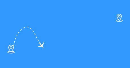 travel flying route destination. tourism and travel concept. Travel on airplane map. air plane flight route with start point. line trace animation design 4k video