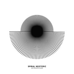 Creative black spiral lines with a circle curve style isolated on white background for symbol, technology, or digital brand. Vector, 2022-2023