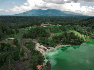 Linow lake view seen from above with several scenarios. Linow lake is located in the city of...