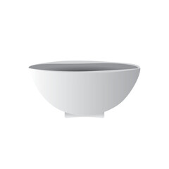 White bowl vector isolated on white. Ceramic bowl or container icon.
