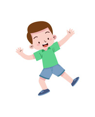 Fototapeta na wymiar boy jumping illustration cartoon 