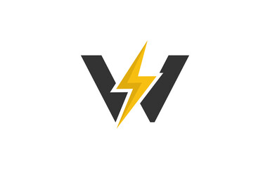 W logo energy vector for identity company. initial letter volt template vector illustration for your brand.