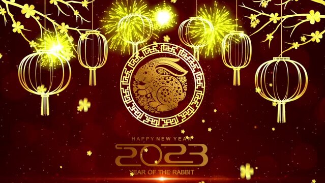 Happy chinese new year 2023 year of the rabbit, Background, Lantern Ornament Vector Design.