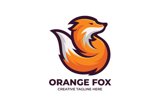 Orange Fox Mascot Logo Character