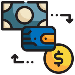 money exchange digital wallet filled outline icon