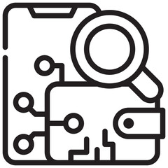 search find digital wallet simple line icon