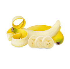 Fresh banana isolated on transparent background. (.PNG)