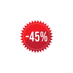 -45% discount price tags, Special Offer sale promotional badge