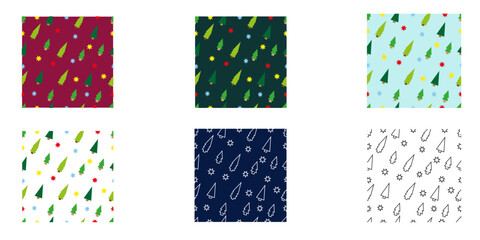 Christmas Pattern Set with Christmas trees