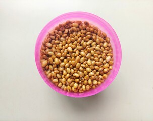 Fresh fried soybeans in a jar