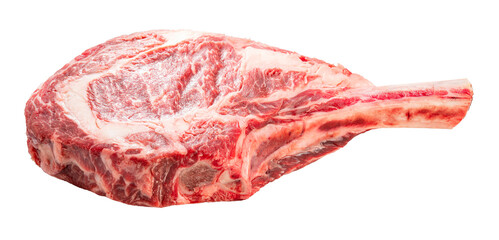 Raw Tomahawk beef steak on white background, Tomahawk beef steak on white PNG File.