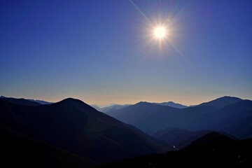 Beautiful mountain and sunset scenery in Korea