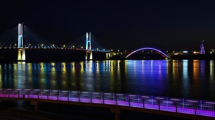 Night view of Samcheonpo Bridge in South Korea