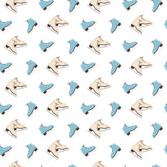 Seamless pattern with winter Winter figure skates