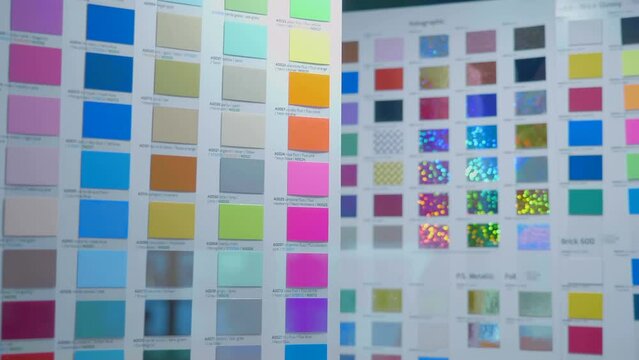 Color swatch options are shown in the color charts. Shot in motion. Closeup. Macro