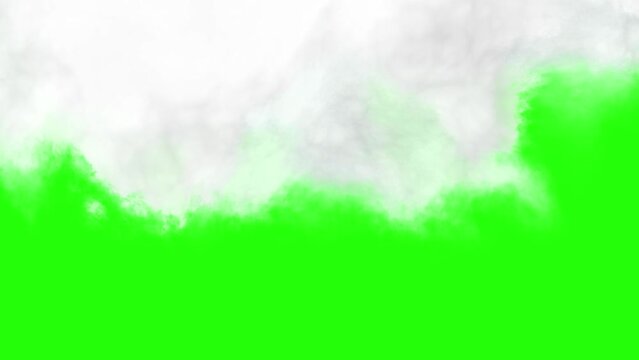 animation of thick clouds carried by the wind, white clouds with green screen background