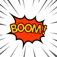 Bubble with BOOM! word on white background. Comic bubble. Vector illustration.
