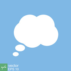 Fototapeta premium Think bubble. Empty white cloud speech bubble cartoon, idea, communication concept. Simple flat style. Vector illustration isolated. EPS 10.