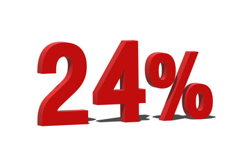 24 Percent Discount 3d Sign on White Background, Special Offer 24% Discount Tag, Sale Up to 24 Percent Off, Sale Symbol, Special Offer Label.