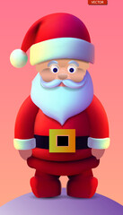 3D Santa Claus Vector Design, Christmas Celebration Art, Realistic Santa Character Design