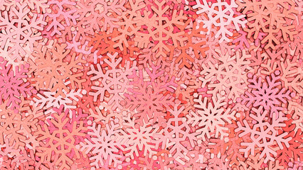 Pink snowflakes background for winter and christmas greeting card.