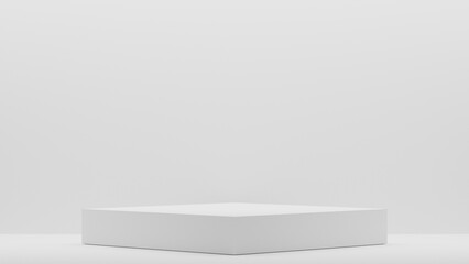 Empty podium Blank product shelf standing backdrop. 3D rendering.