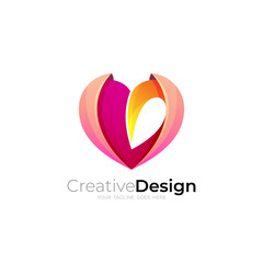 Heart care logo medical, love design social, red color