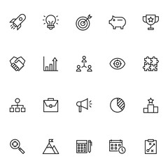 Business outline vector icons set