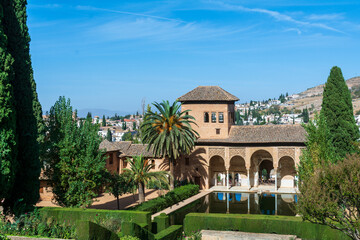 Famous historical palace in the Alhambra complex in Grenada, Spain