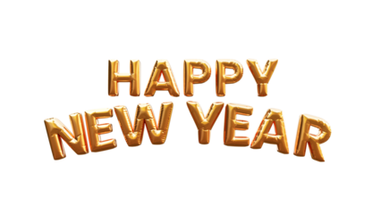 Happy New Year golden 3d text
