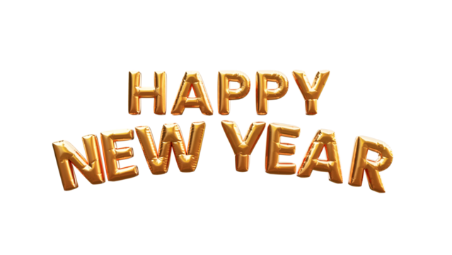Happy New Year golden 3d text