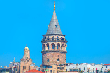 Fototapeta na wymiar Galata Tower over the Golden Horn in Istanbul, Turkey