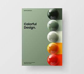 Multicolored realistic balls corporate brochure layout. Premium annual report A4 design vector template.